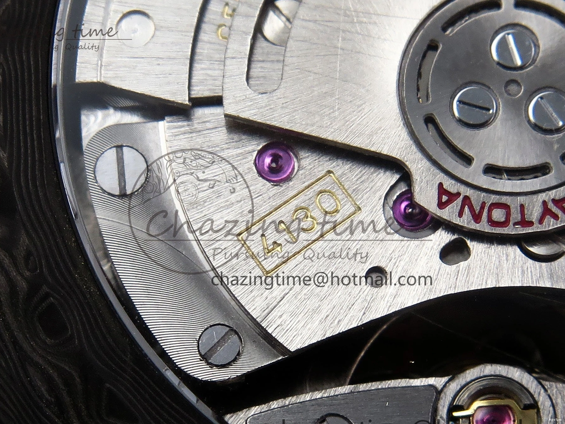 MiroTime 0504 Refined Daytona DIW Carbon Case DIWF Edition Black White Dial Orange Diamonds Bezel on White Nylon Strap A 1668